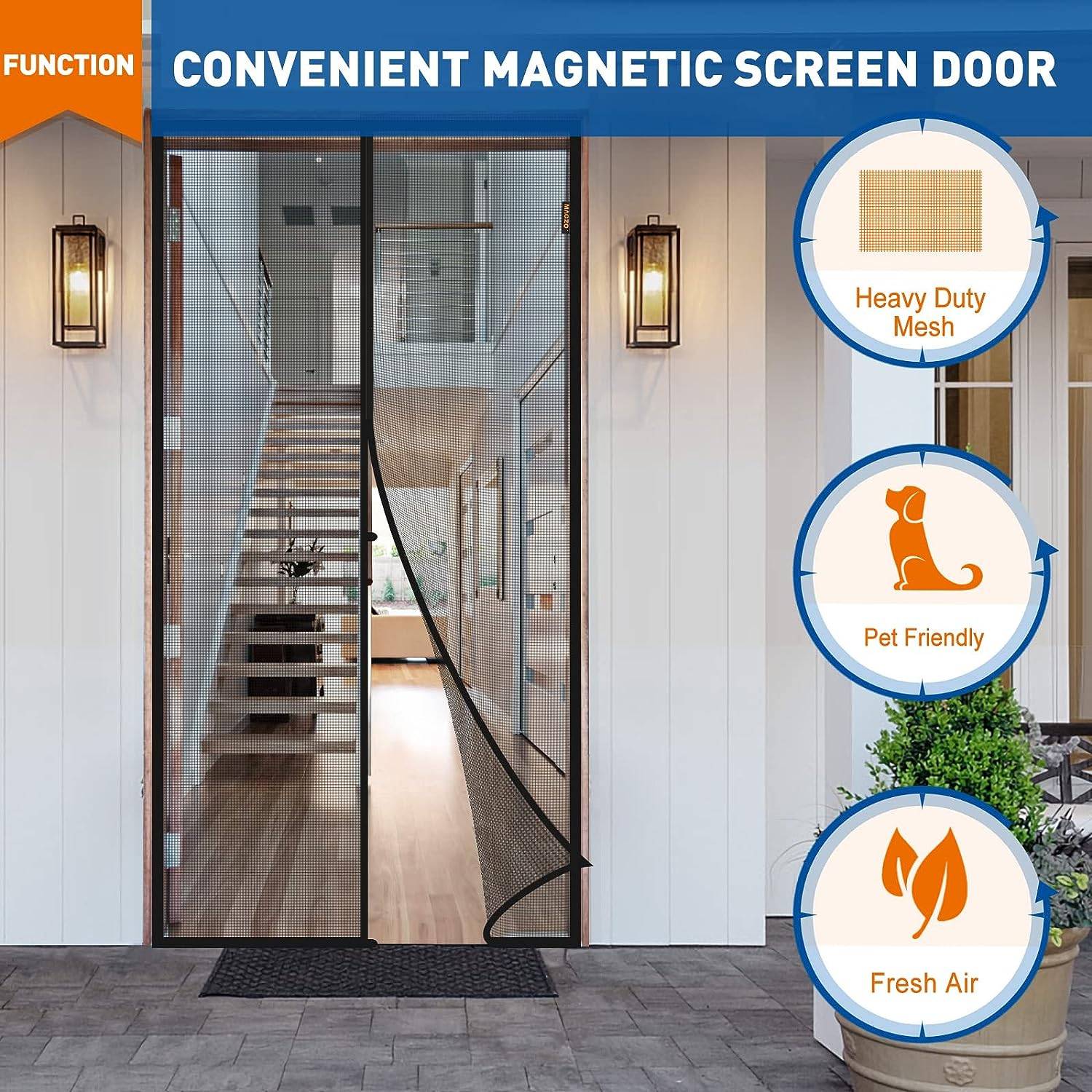 Magnetic Fly Screen Door - Black, 60cm (W) x 210cm (H): image 2