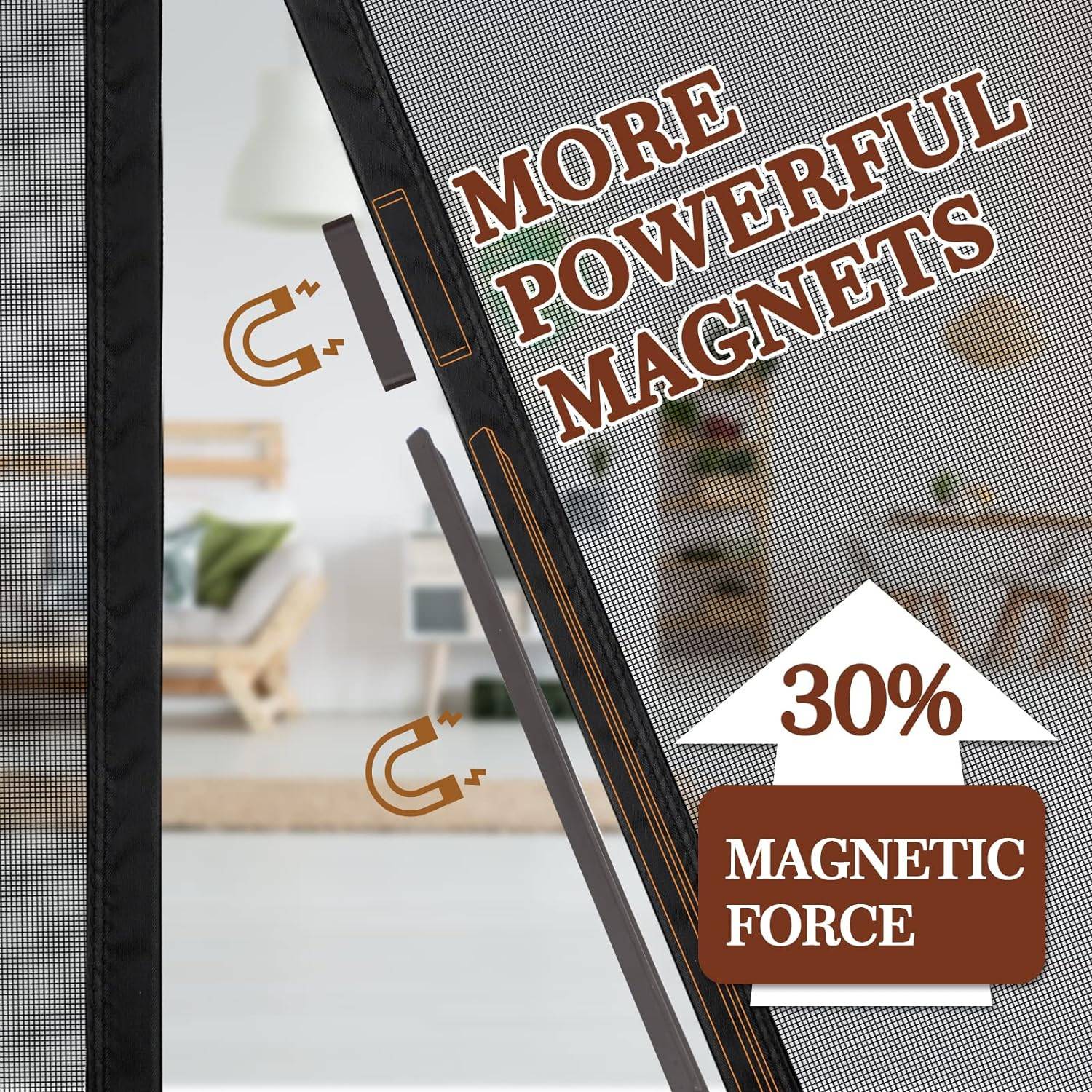 Magnetic Fly Screen Door - Black, 60cm (W) x 210cm (H): image 4